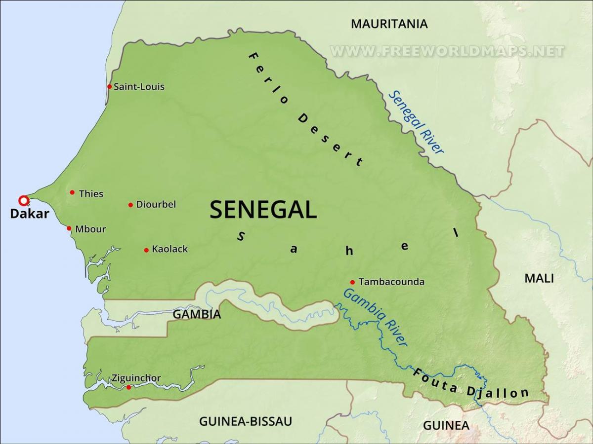 hartë fizike harta e Senegalit