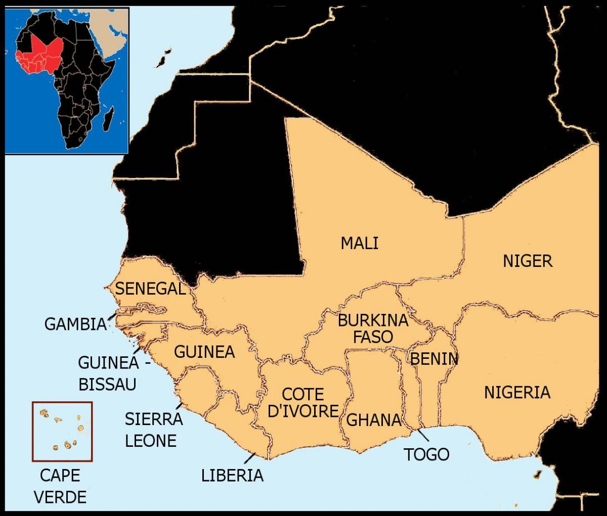 harta e Senegalit hartën e afrikës perëndimore